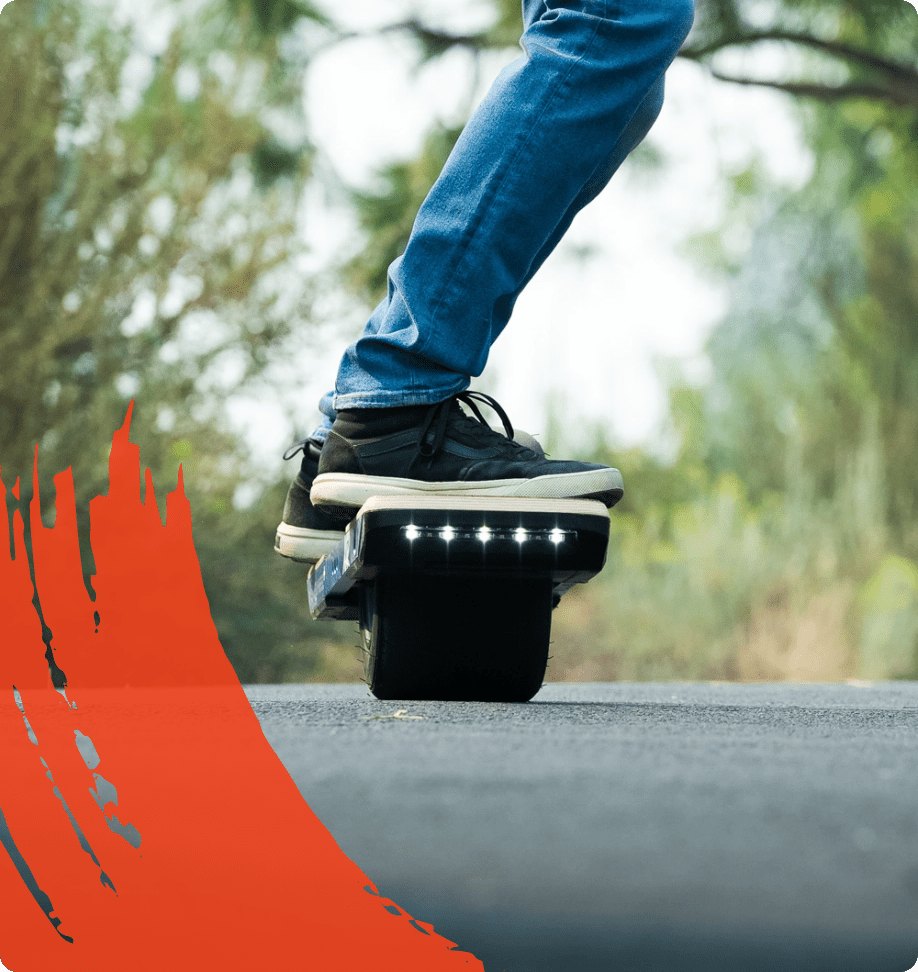 Onewheel image with paint texture on it.